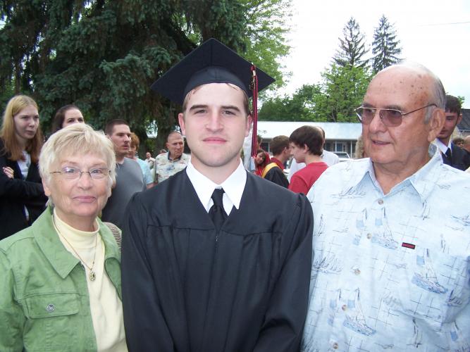 Justin's Graduation with Grandparents Carl and Rachel Haga